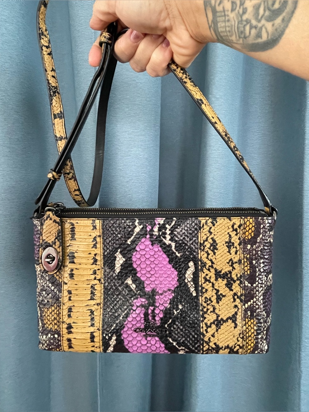 Coach Crosby Crossbody - Pieced Exotic Snake Embossed  37172 Multicolor Turnlock